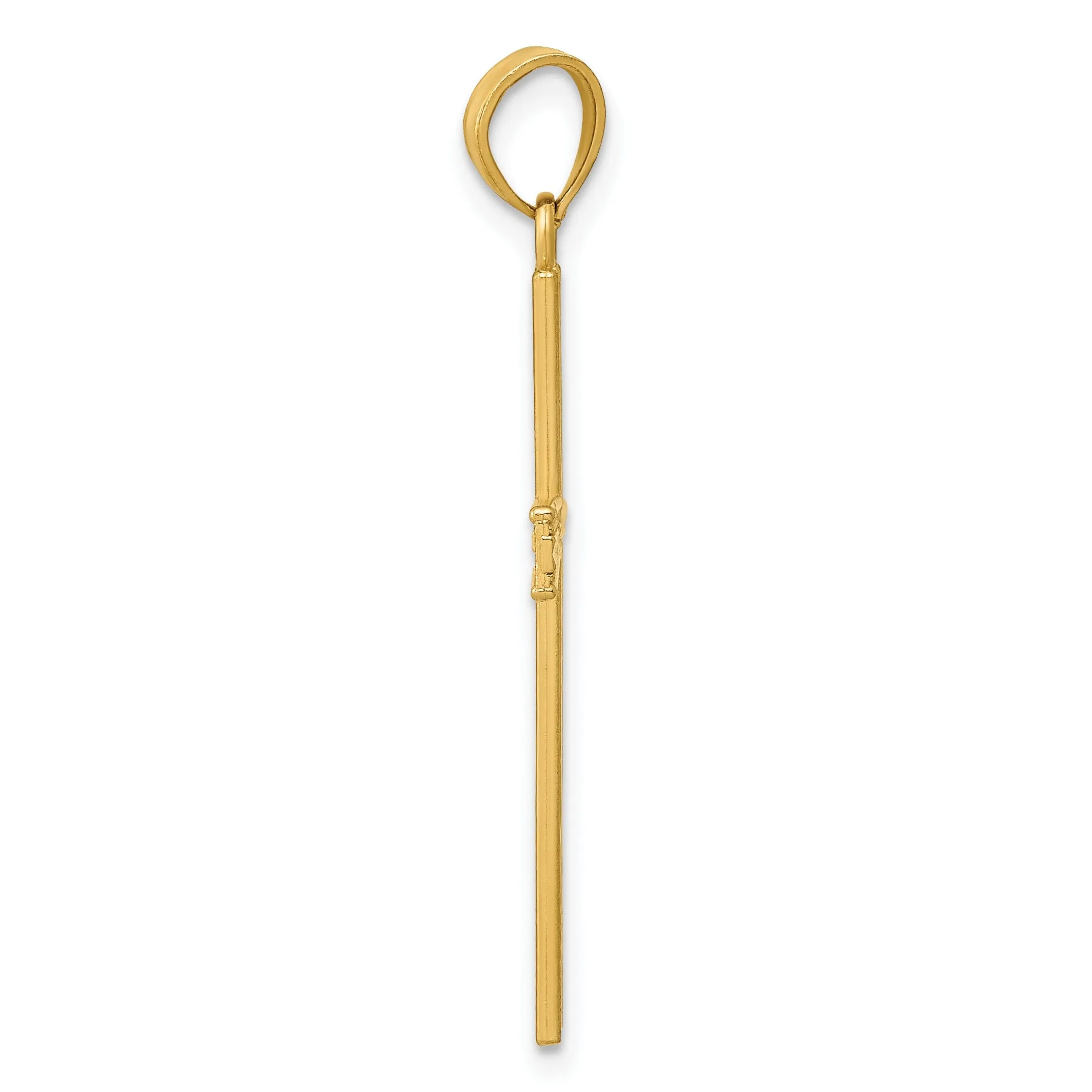 14k Yellow Gold Solid Reversible Cross Pendant