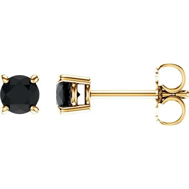 14KT Gold 1/2 CTW Round Black Diamond Stud Earrings