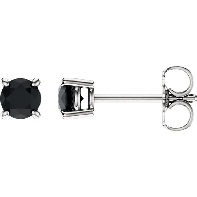 14KT Gold 1/2 CTW Round Black Diamond Stud Earrings