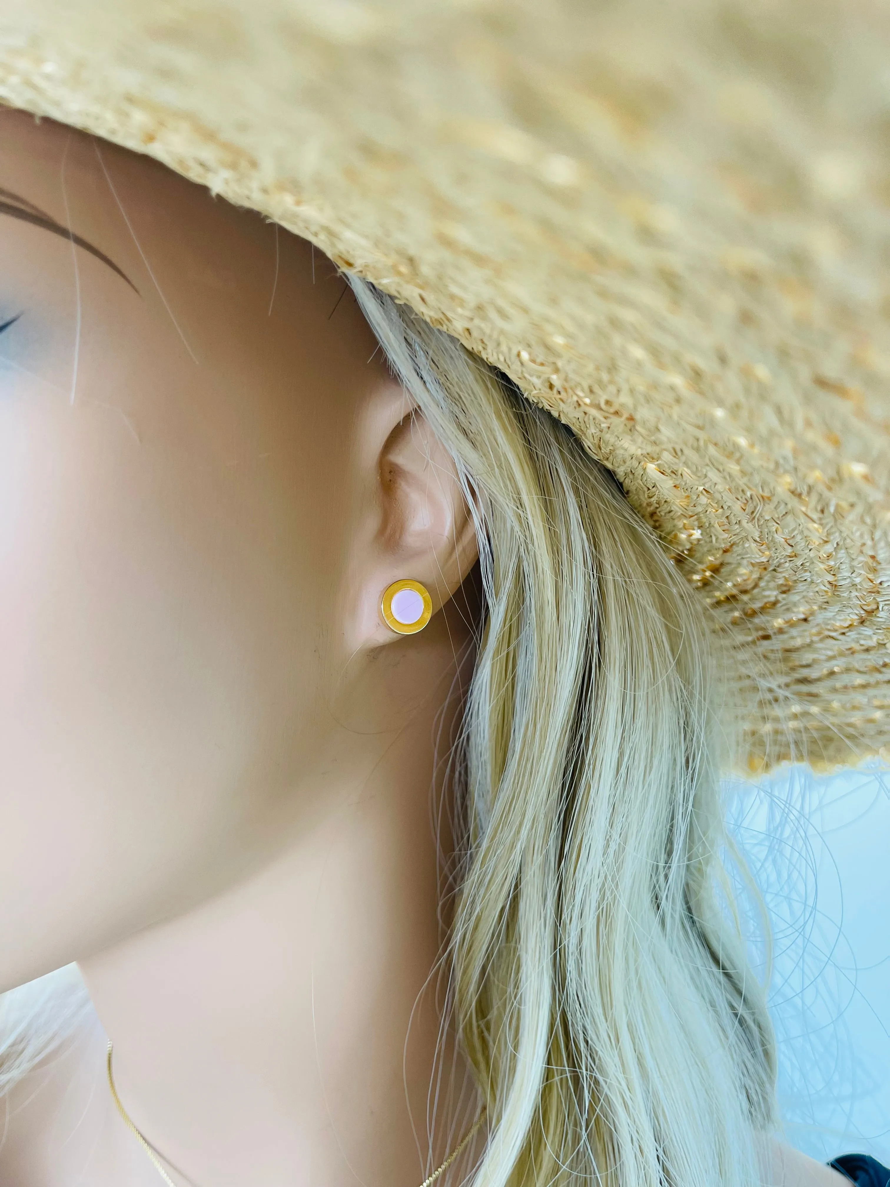 18K Gold Filled Minimalist Enamel Colored Stud Earrings (L397)