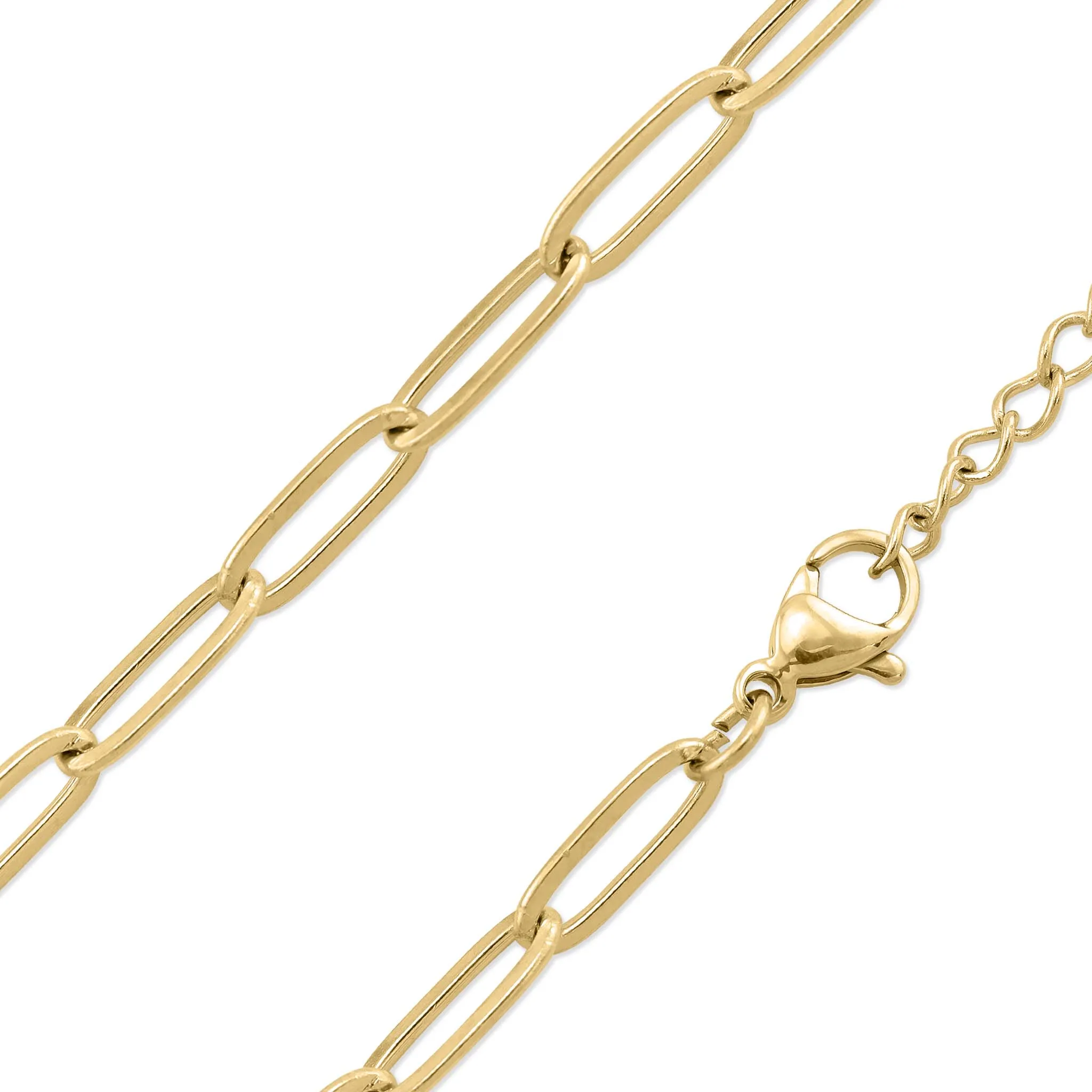 18K Gold Paperclip Chain Necklace: 4mm / 16 02"