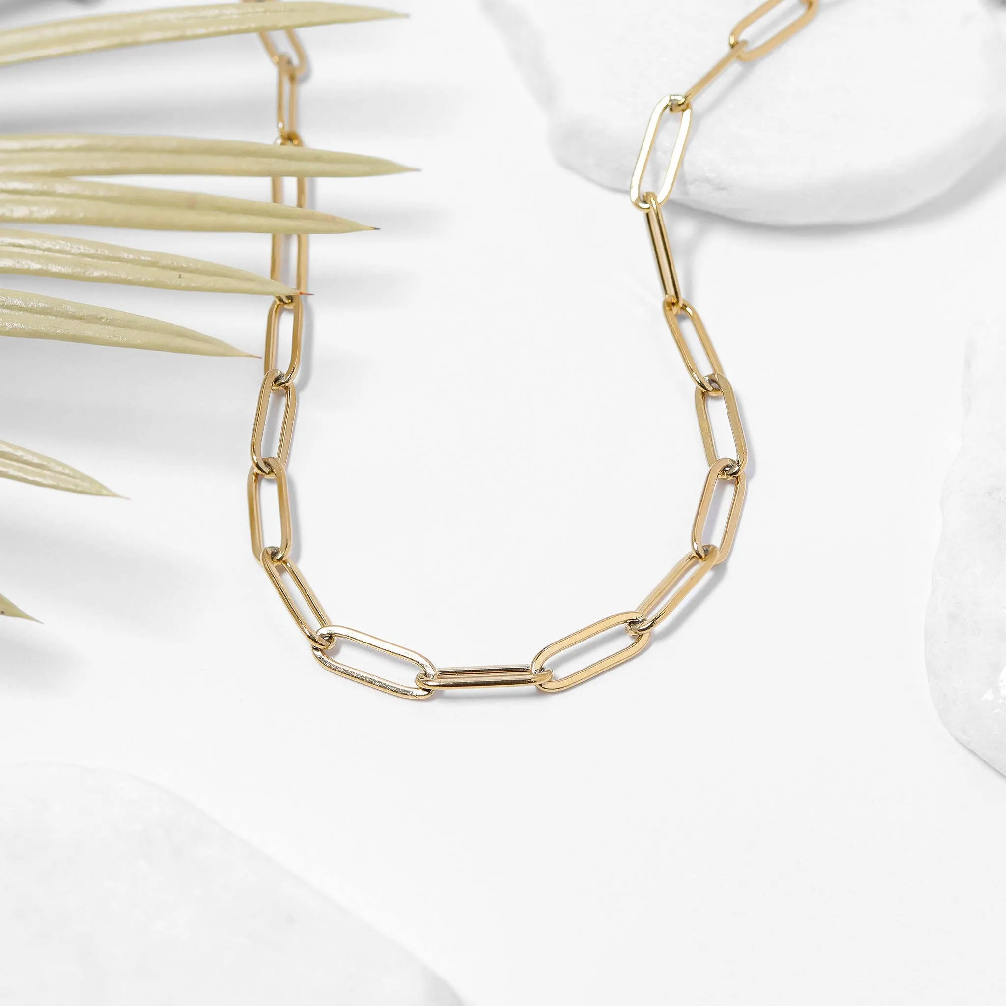 18K Gold Paperclip Chain Necklace: 4mm / 16 02"