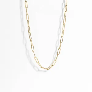 18K Gold Paperclip Chain Necklace: 4mm / 16 02"
