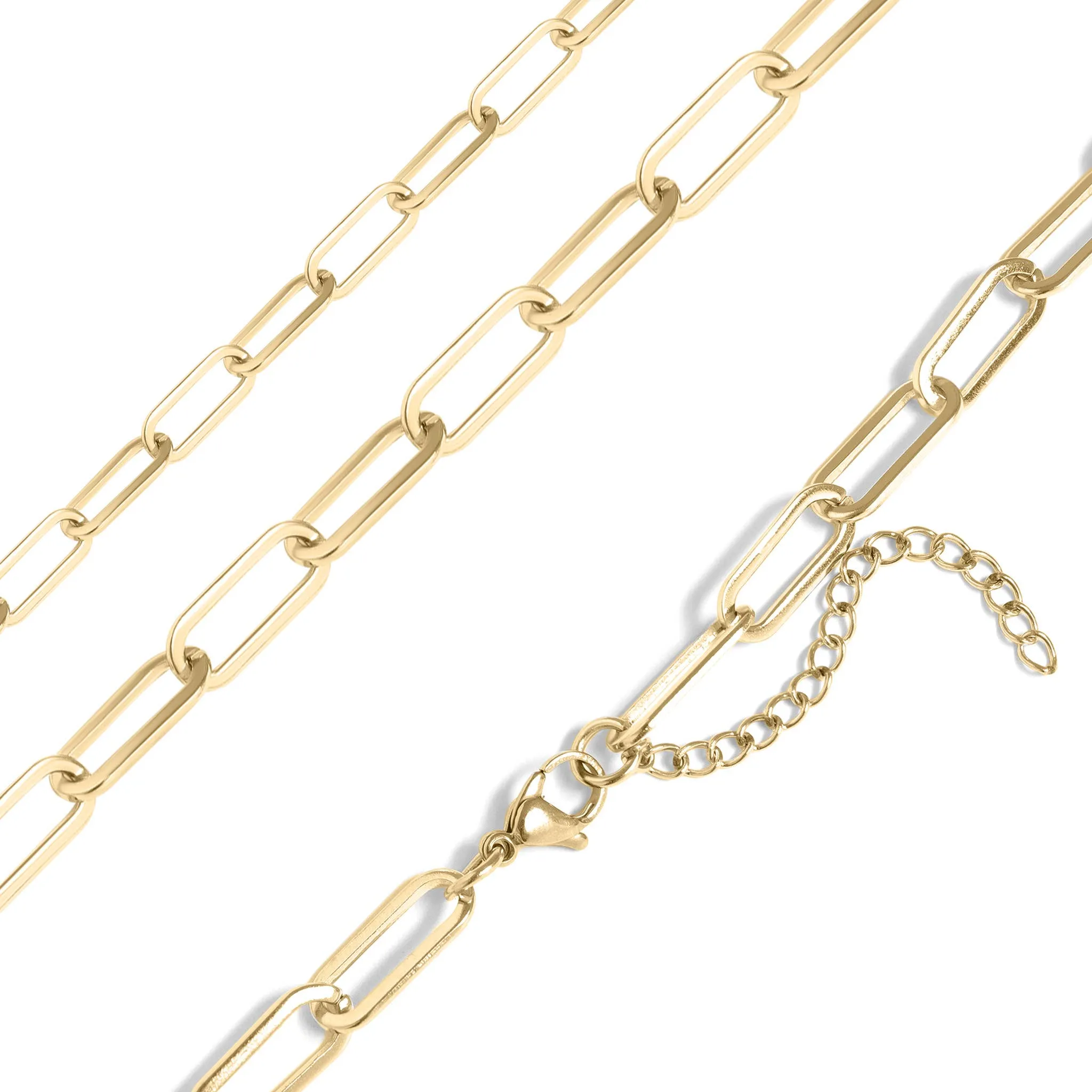 18K Gold Paperclip Chain Necklace: 4mm / 16 02"