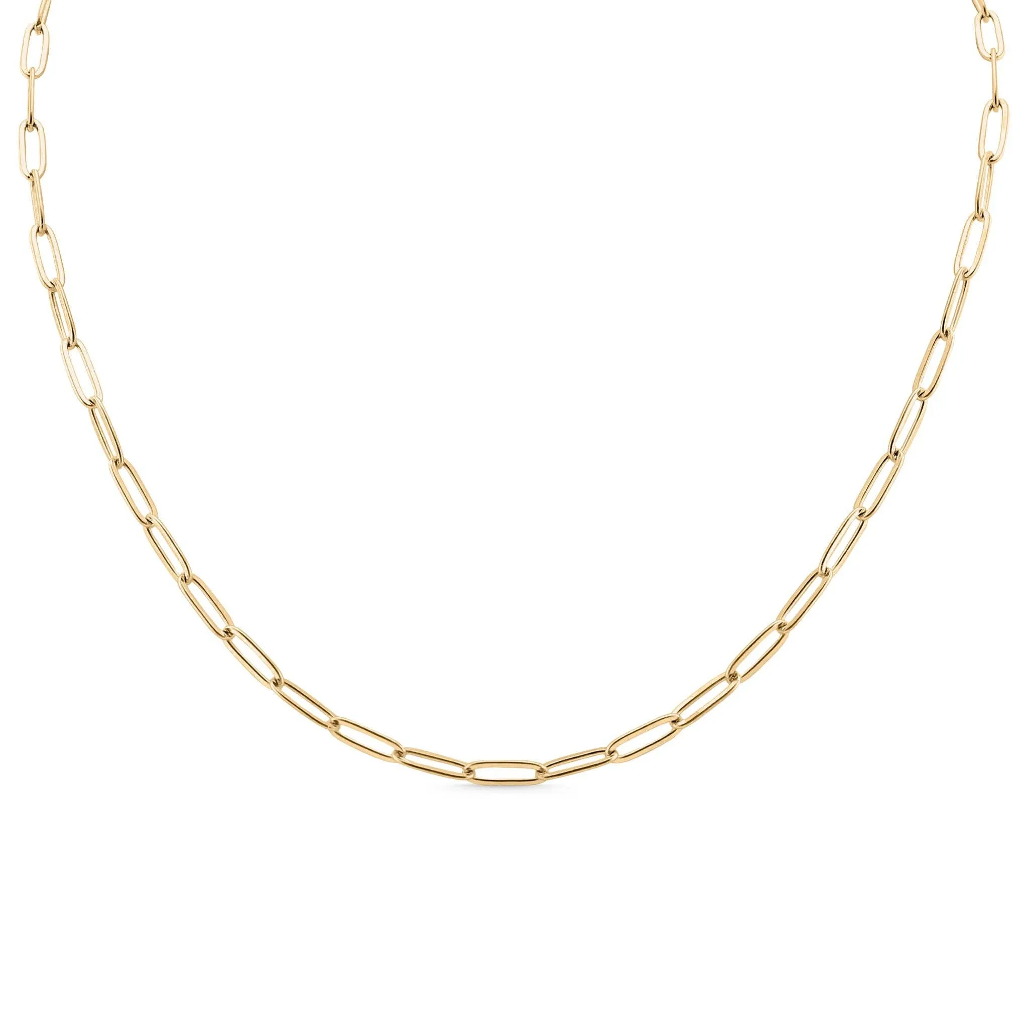 18K Gold Paperclip Chain Necklace: 4mm / 16 02"