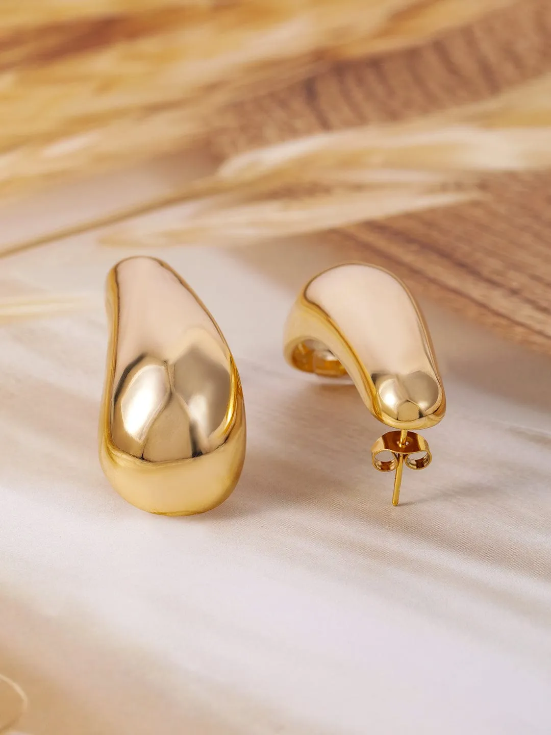 18K Gold Plated Copper Statement Stud Earrings