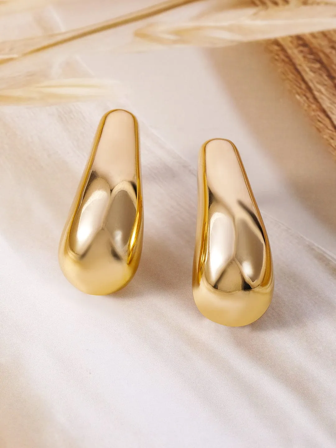 18K Gold Plated Copper Statement Stud Earrings