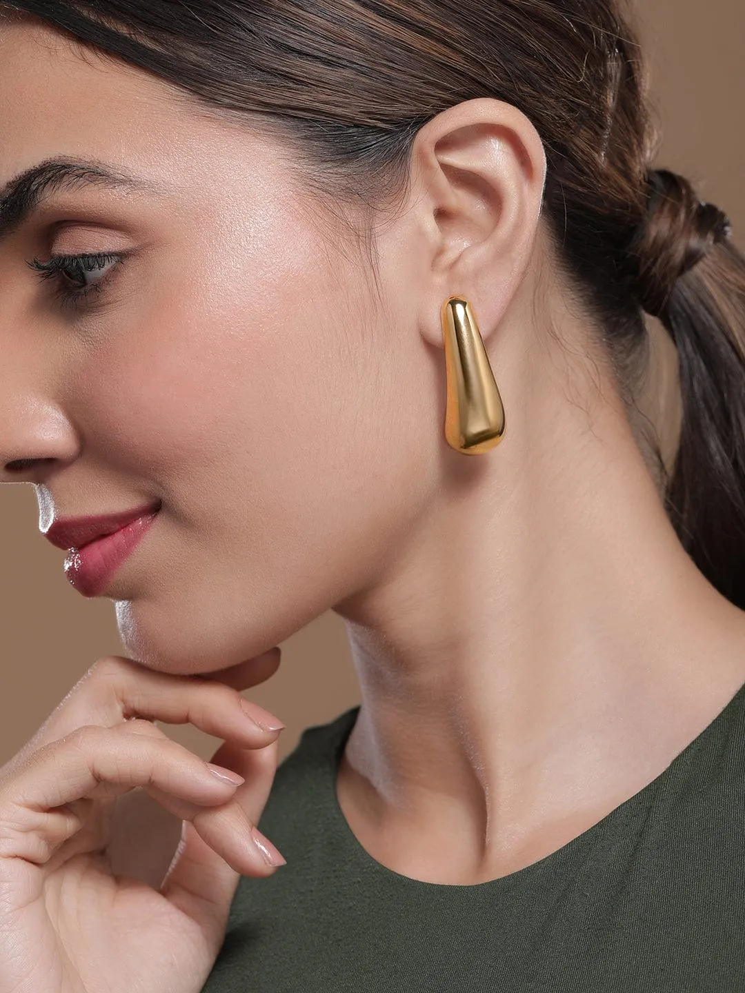 18K Gold Plated Copper Statement Stud Earrings
