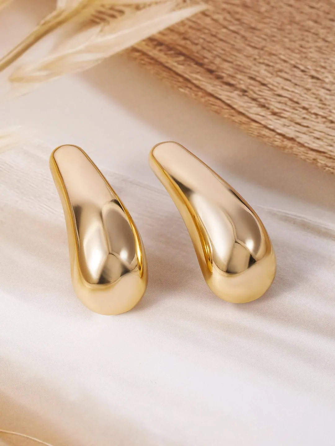 18K Gold Plated Copper Statement Stud Earrings