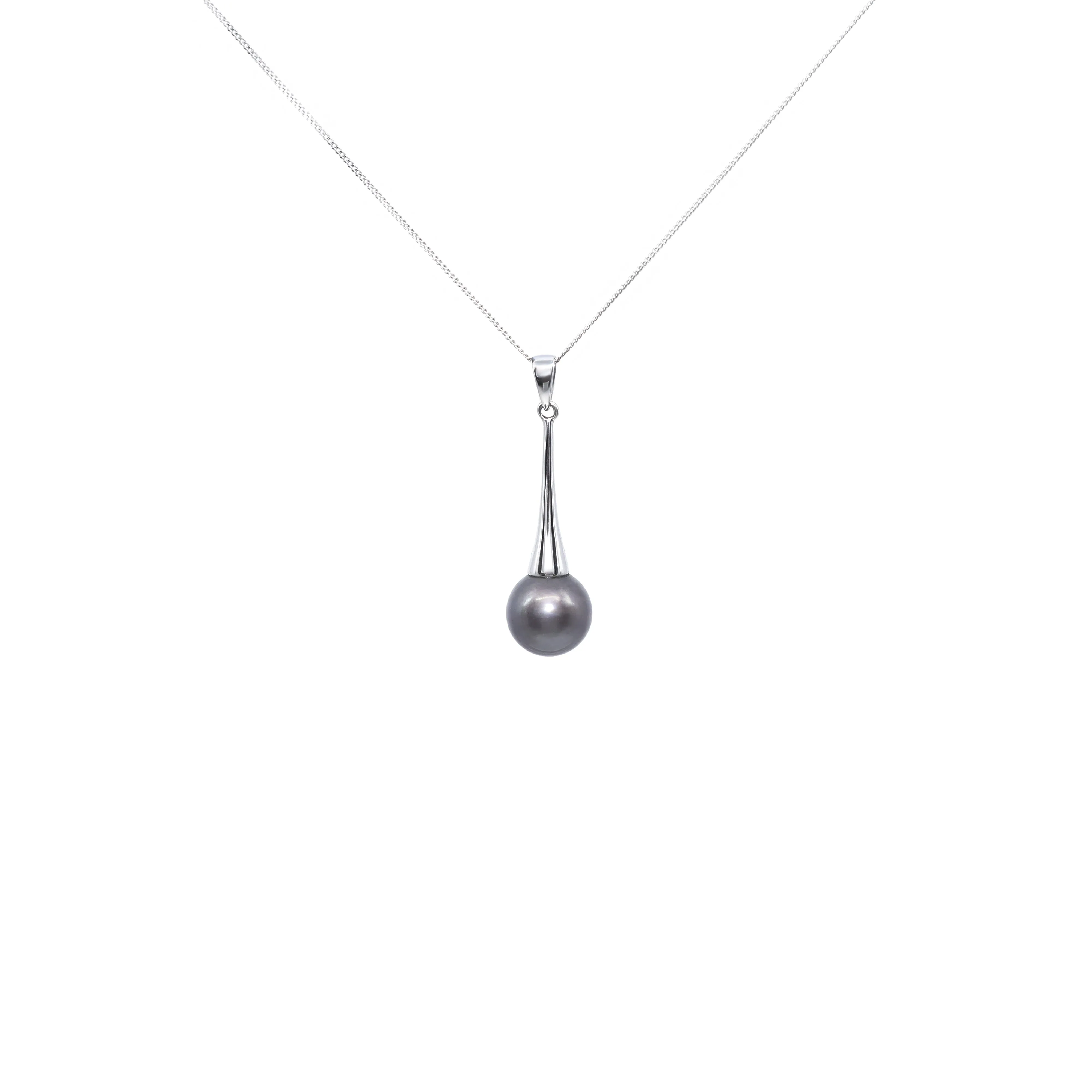 18K White Gold Tahitian Pearl Pendant - 20465773
