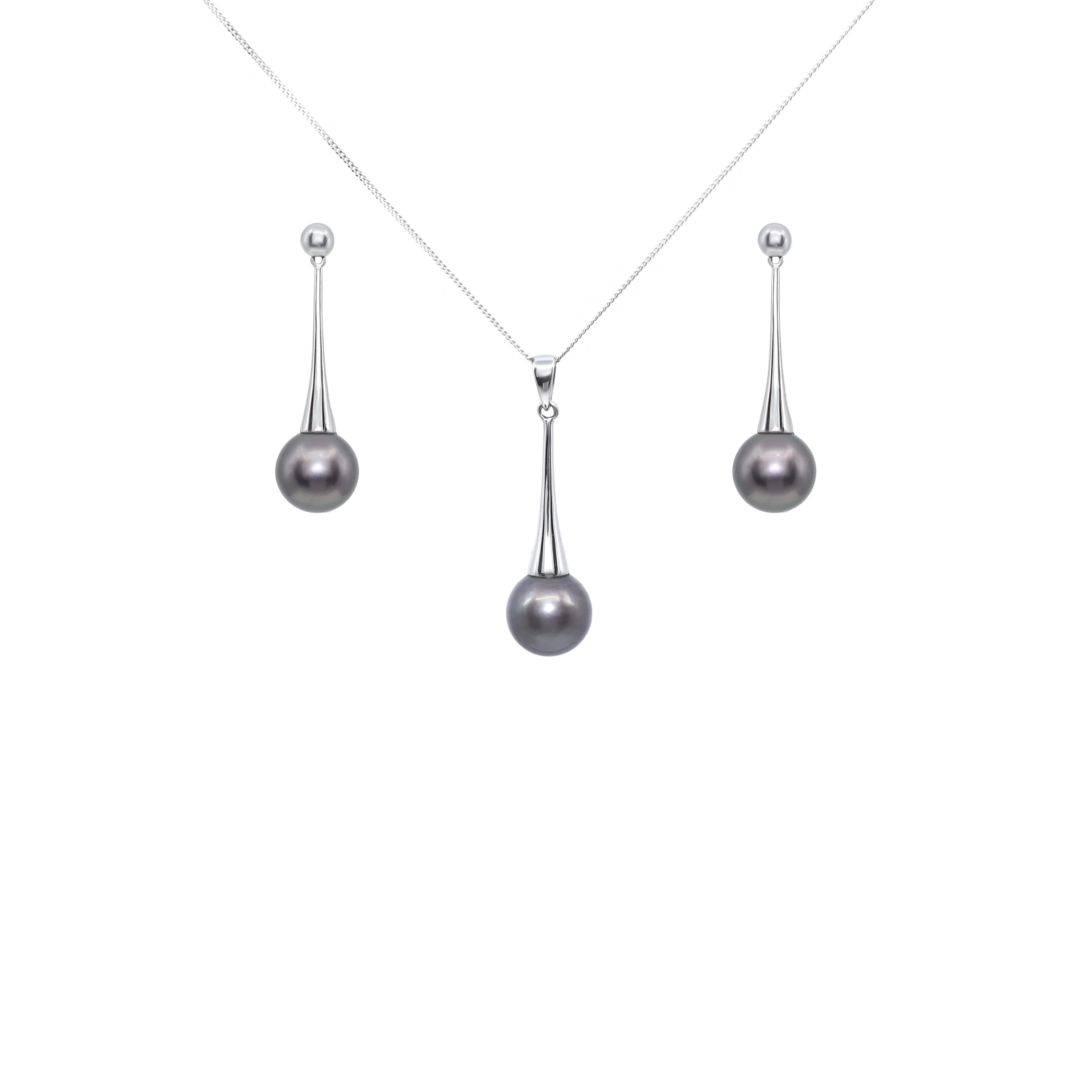 18K White Gold Tahitian Pearl Pendant - 20465773