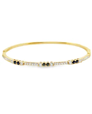 18K Yellow Gold Diamond & Sapphire Bangle
