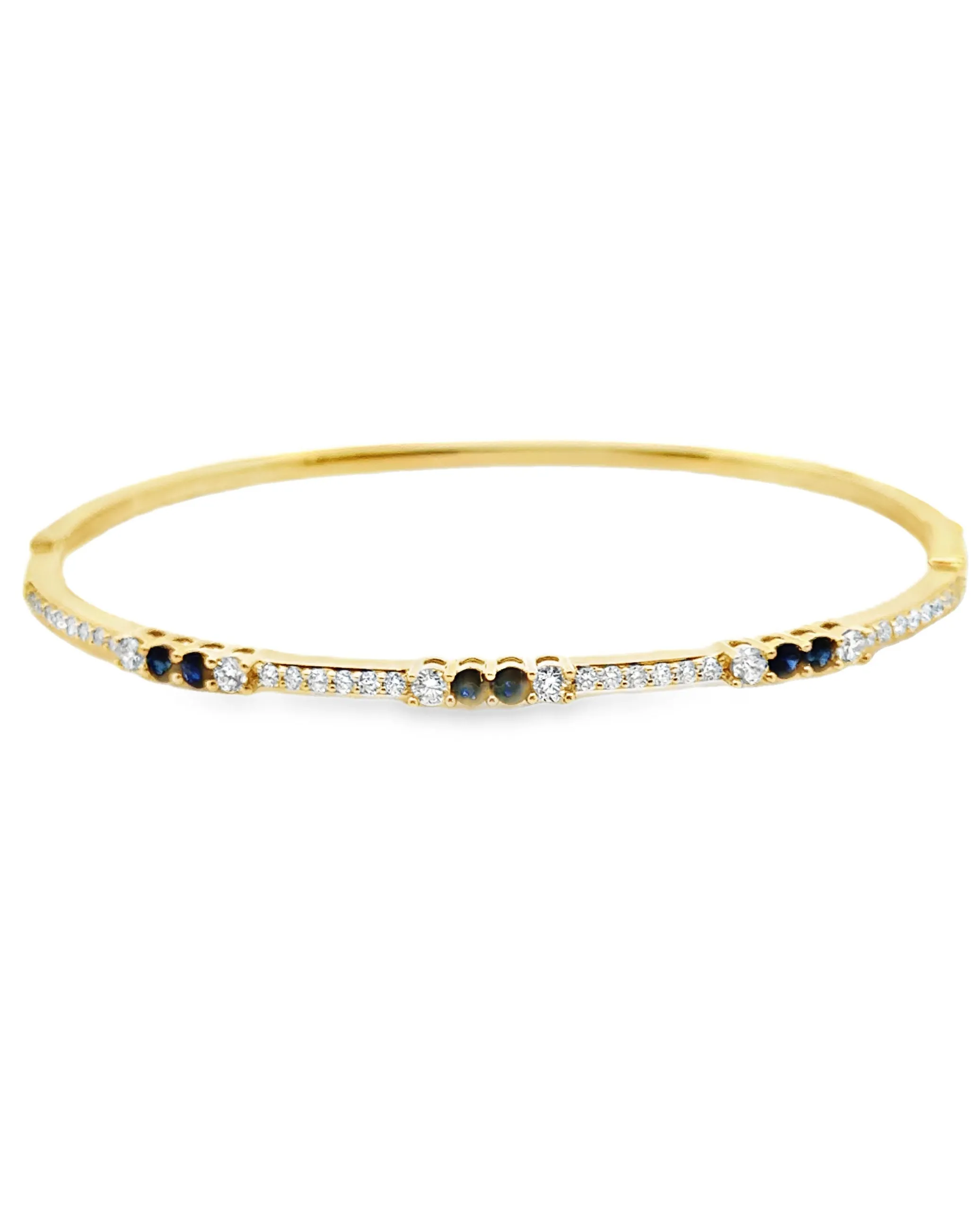 18K Yellow Gold Diamond & Sapphire Bangle