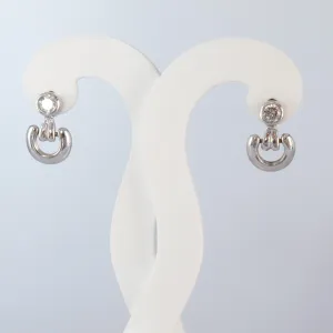 18kt White Gold Diamond Drop Hoop Earrings