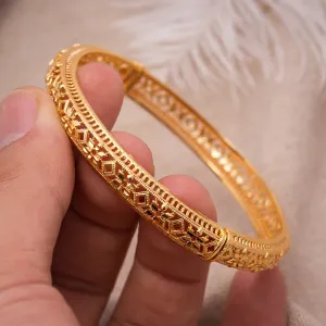 1Pcs  24K Dubai Bracelets Bangles women Girl Gold Bangle Flower Bangle