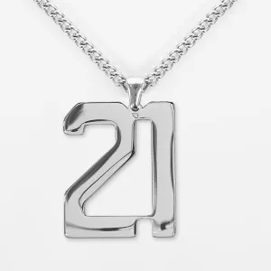 21 Number Pendant with Chain Kids Necklace - Stainless Steel