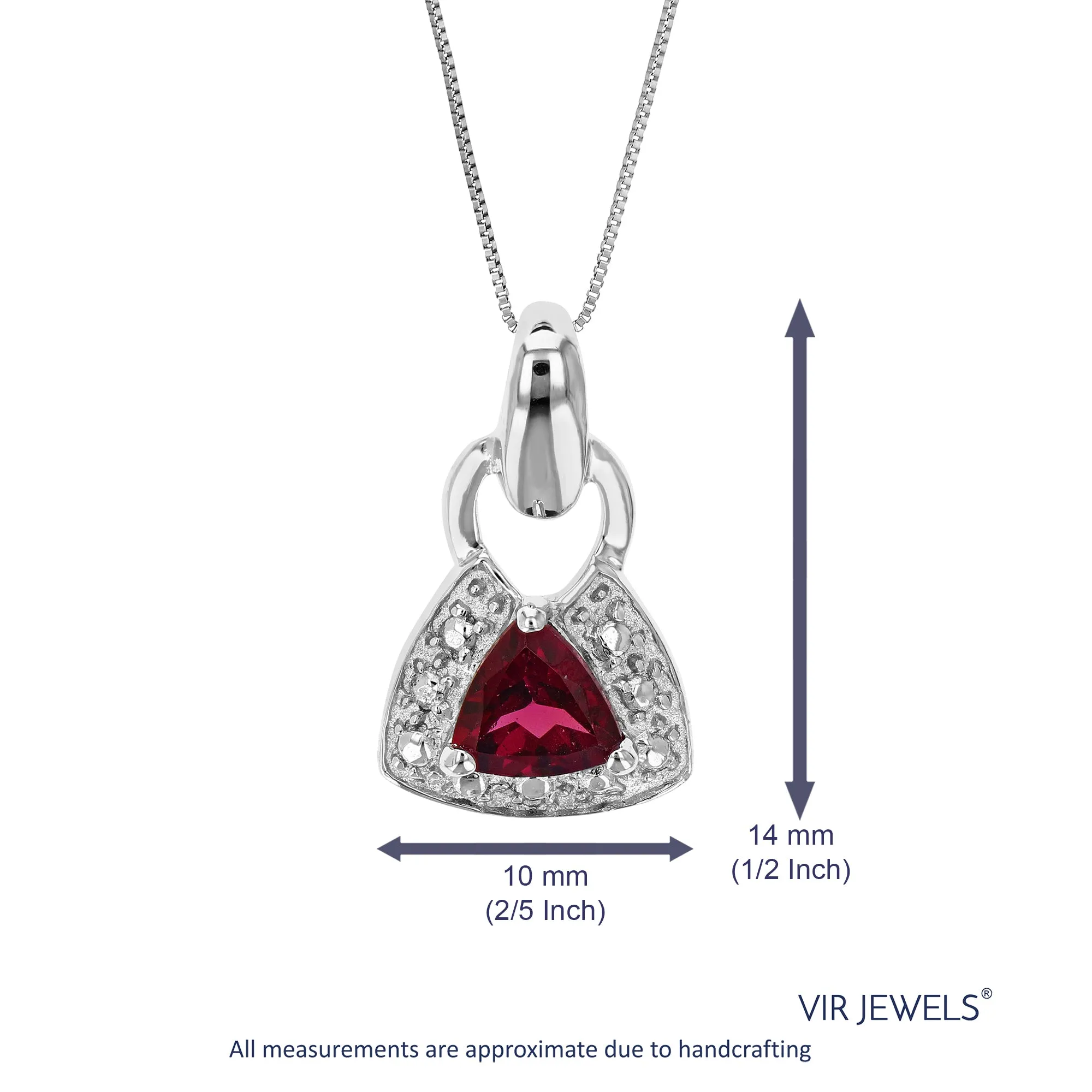 2/5 cttw Pendant Necklace, Garnet Pendant Necklace for Women in .925 Sterling Silver with Rhodium, 18 Inch Chain, Prong Setting