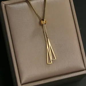 316L Stainless Steel Bead Drawstring Design Triangle Pendant
