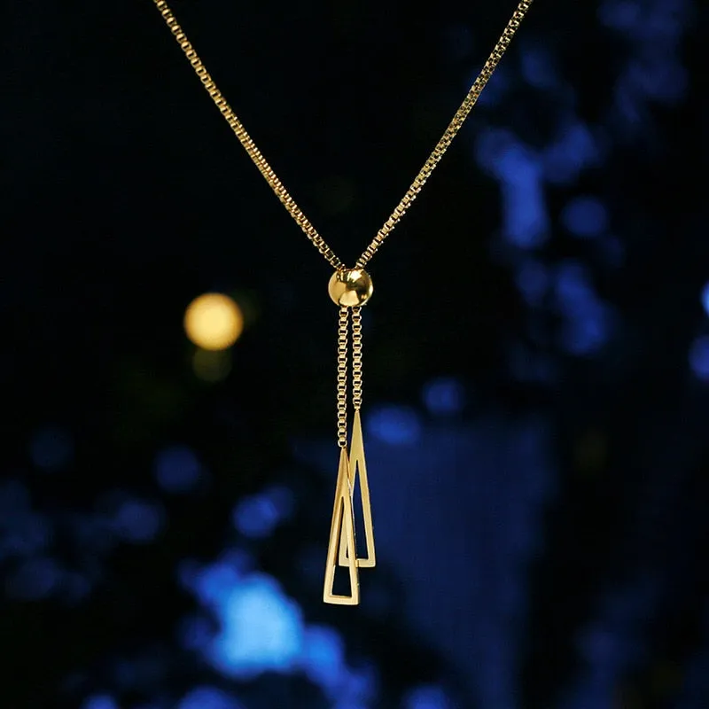 316L Stainless Steel Bead Drawstring Design Triangle Pendant