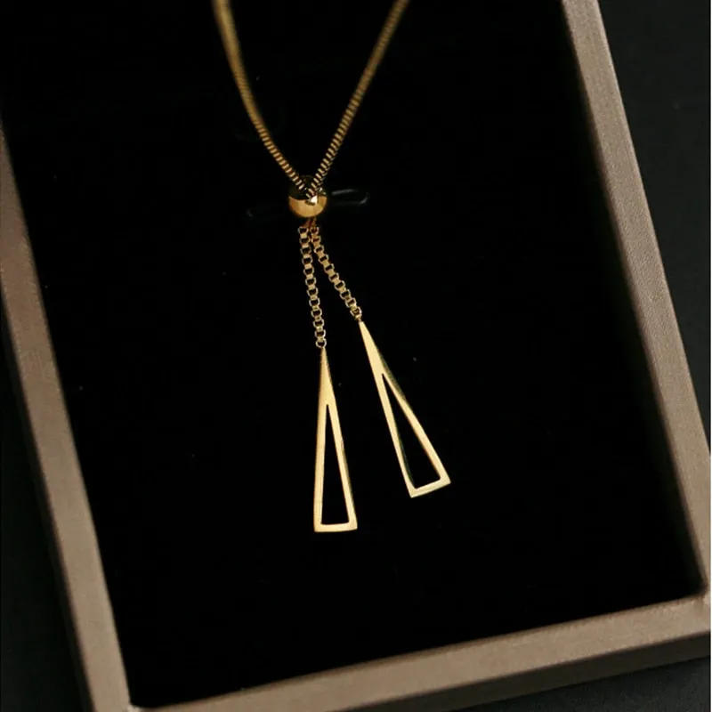316L Stainless Steel Bead Drawstring Design Triangle Pendant