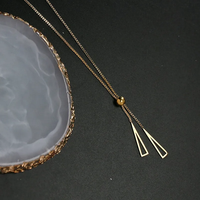 316L Stainless Steel Bead Drawstring Design Triangle Pendant