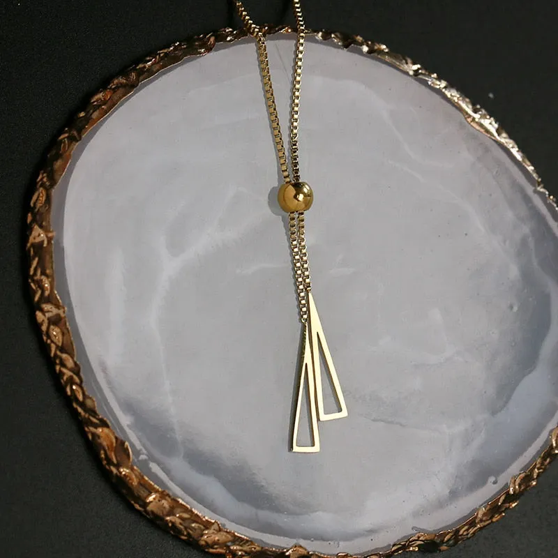 316L Stainless Steel Bead Drawstring Design Triangle Pendant