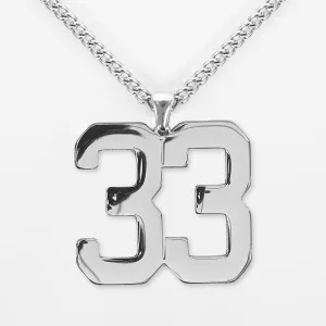 33 Number Pendant with Chain Kids Necklace - Stainless Steel