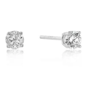 4mm New Sterling Round Cut Cubic Zirconia Studs Silver
