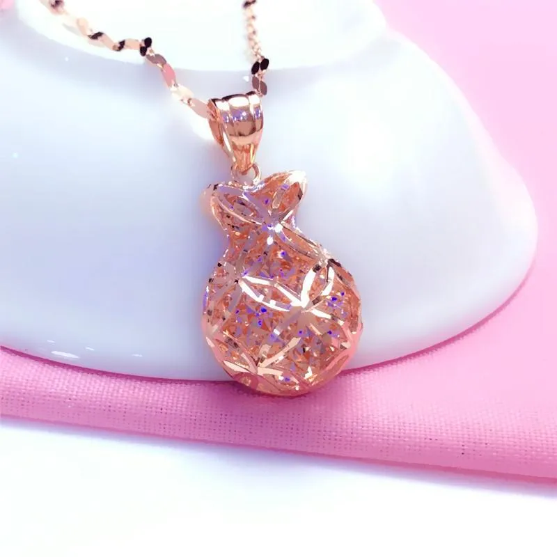 585 Purple Gold Plated 14K Rose Gold Geometric Shiny Chains Pendant neckalce