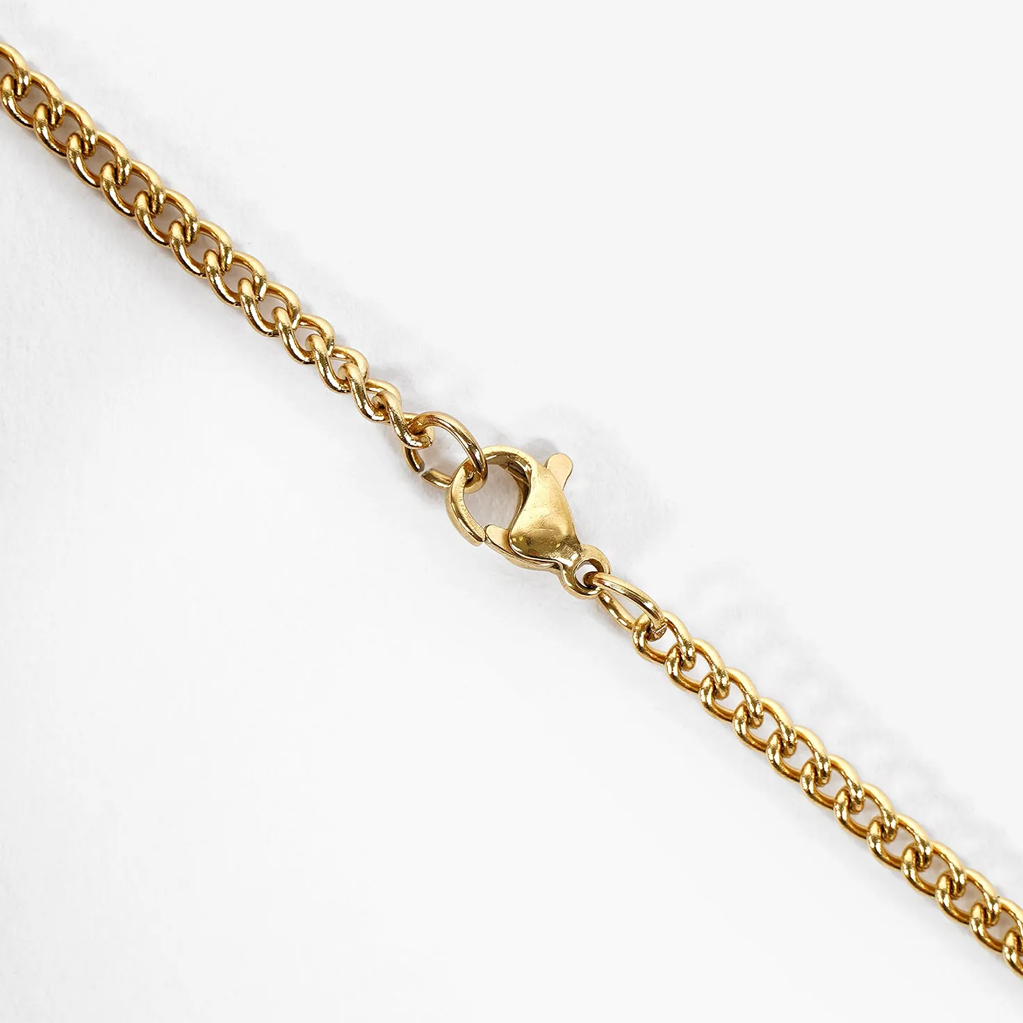 6 Number Pendant with Chain Necklace - Gold Plated Stainless Steel