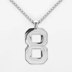 8 Number Pendant with Chain Kids Necklace - Stainless Steel