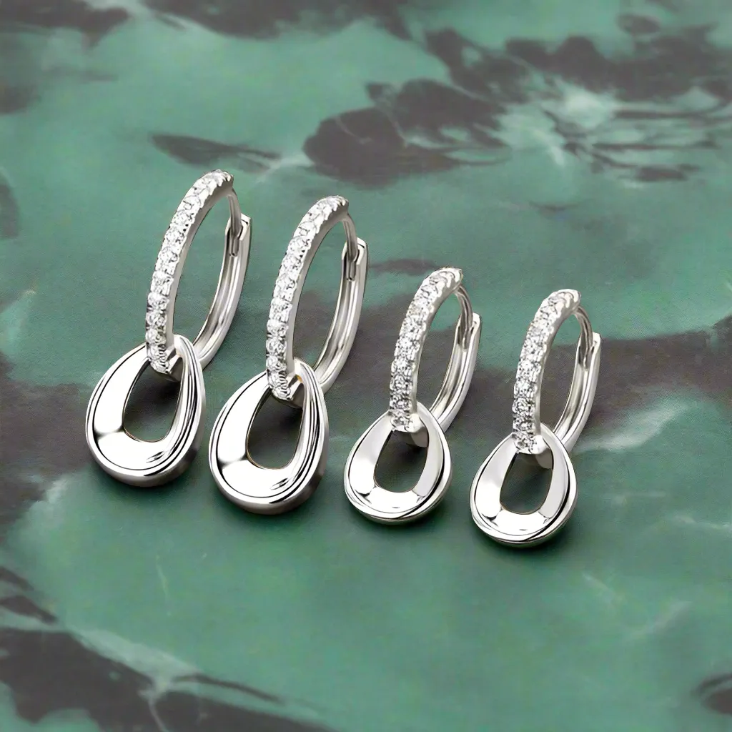 925 Silver 1.3mm 0.01CT Moissanite Drop Earrings