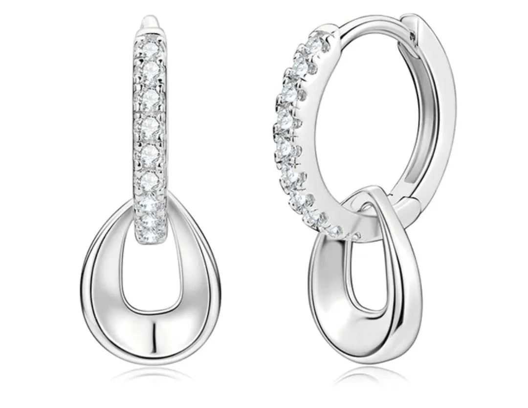 925 Silver 1.3mm 0.01CT Moissanite Drop Earrings