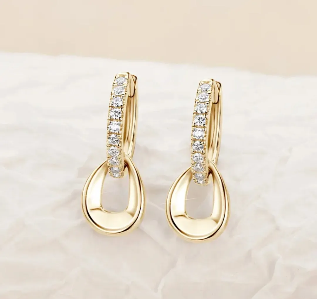 925 Silver 1.3mm 0.01CT Moissanite Drop Earrings