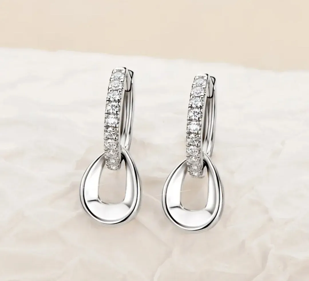 925 Silver 1.3mm 0.01CT Moissanite Drop Earrings