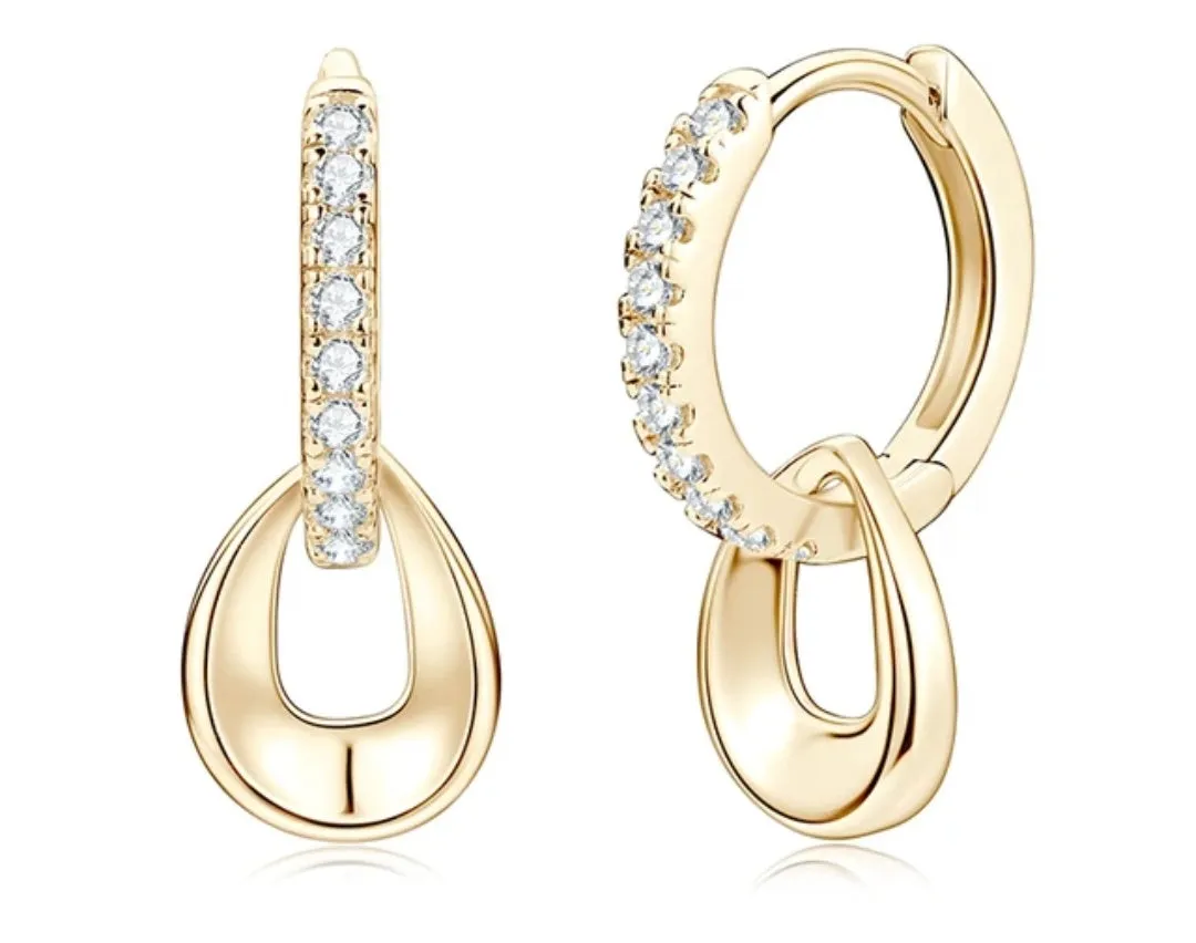 925 Silver 1.3mm 0.01CT Moissanite Drop Earrings