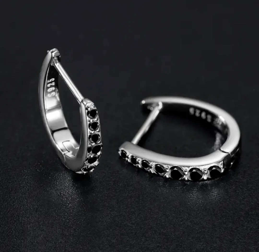 925 Silver 2MM 0.21CT Moissanite diamond hoop clip Earrings