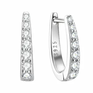 925 Silver 2MM 0.21CT Moissanite diamond hoop clip Earrings