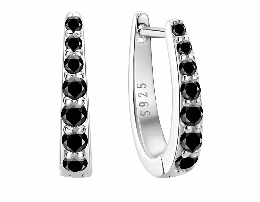925 Silver 2MM 0.21CT Moissanite diamond hoop clip Earrings