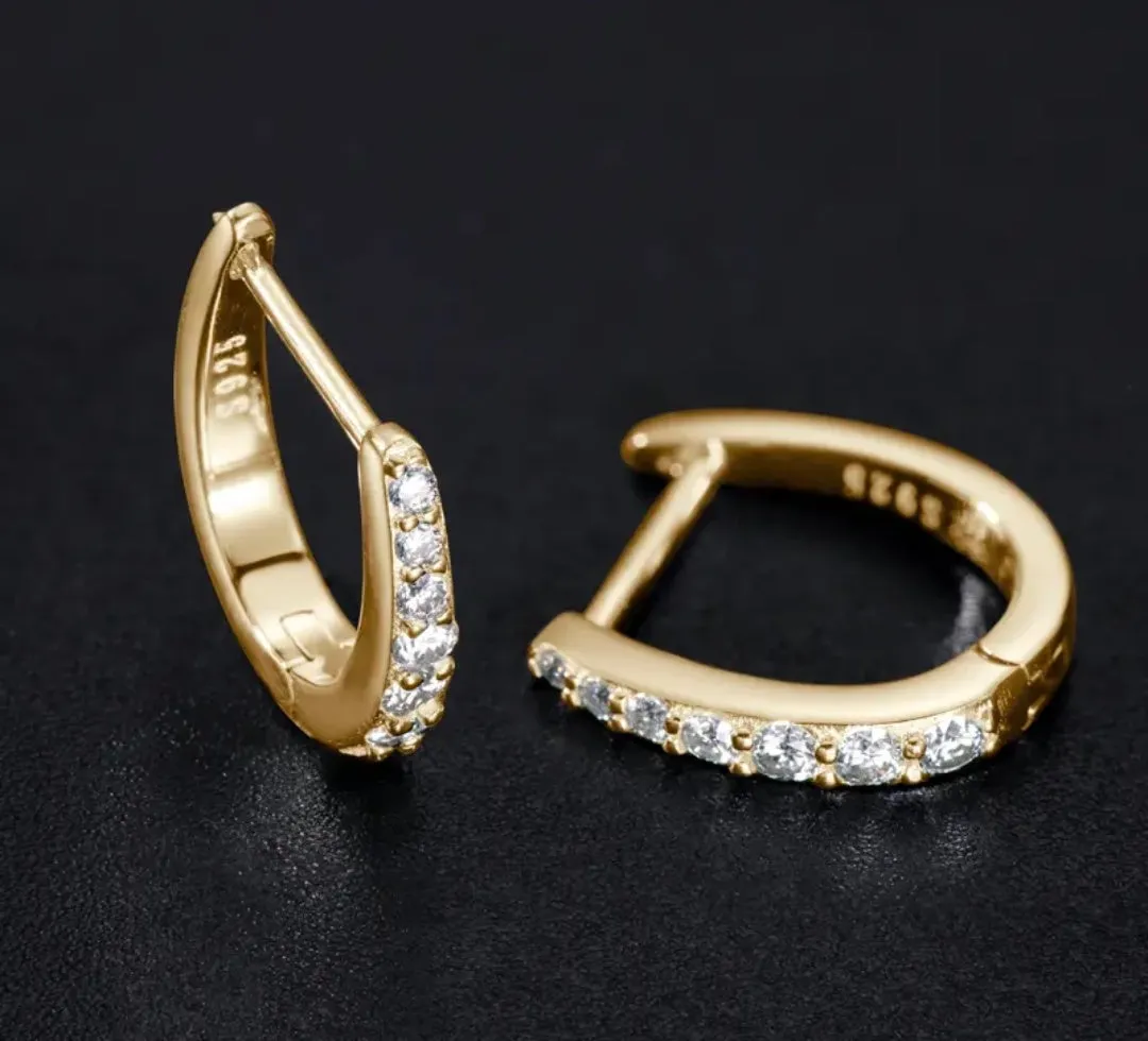 925 Silver 2MM 0.21CT Moissanite diamond hoop clip Earrings