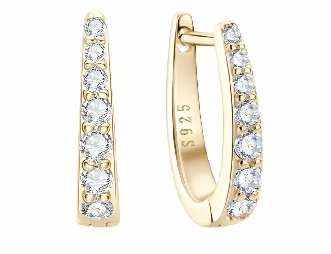 925 Silver 2MM 0.21CT Moissanite diamond hoop clip Earrings