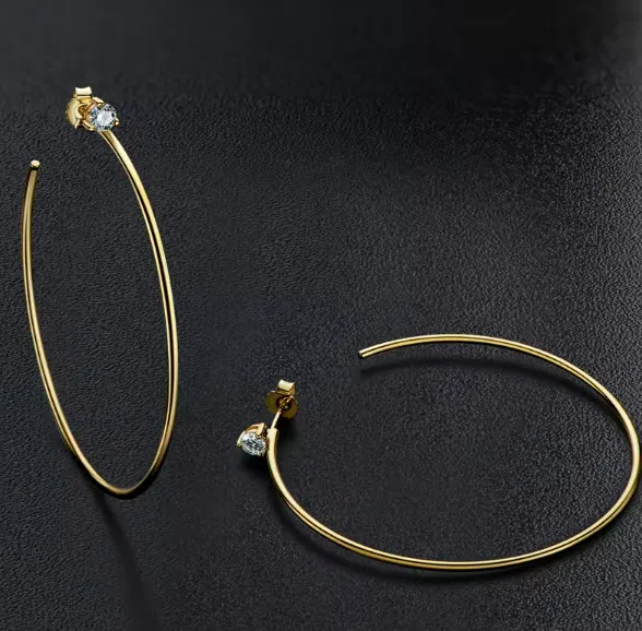 925 Silver 4MM 0.3CT Moissanite Diamond Big Hoop Earrings