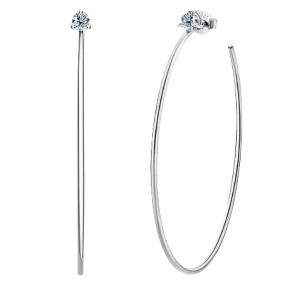 925 Silver 4MM 0.3CT Moissanite Diamond Big Hoop Earrings