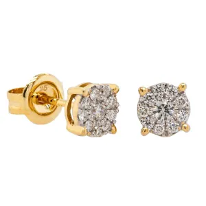 9ct Yellow Gold .18ct Diamond Galaxy Studs