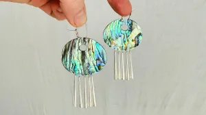Abalone & Sterling Silver Earrings. Handcrafted Designer Paua Jewelry. 2411