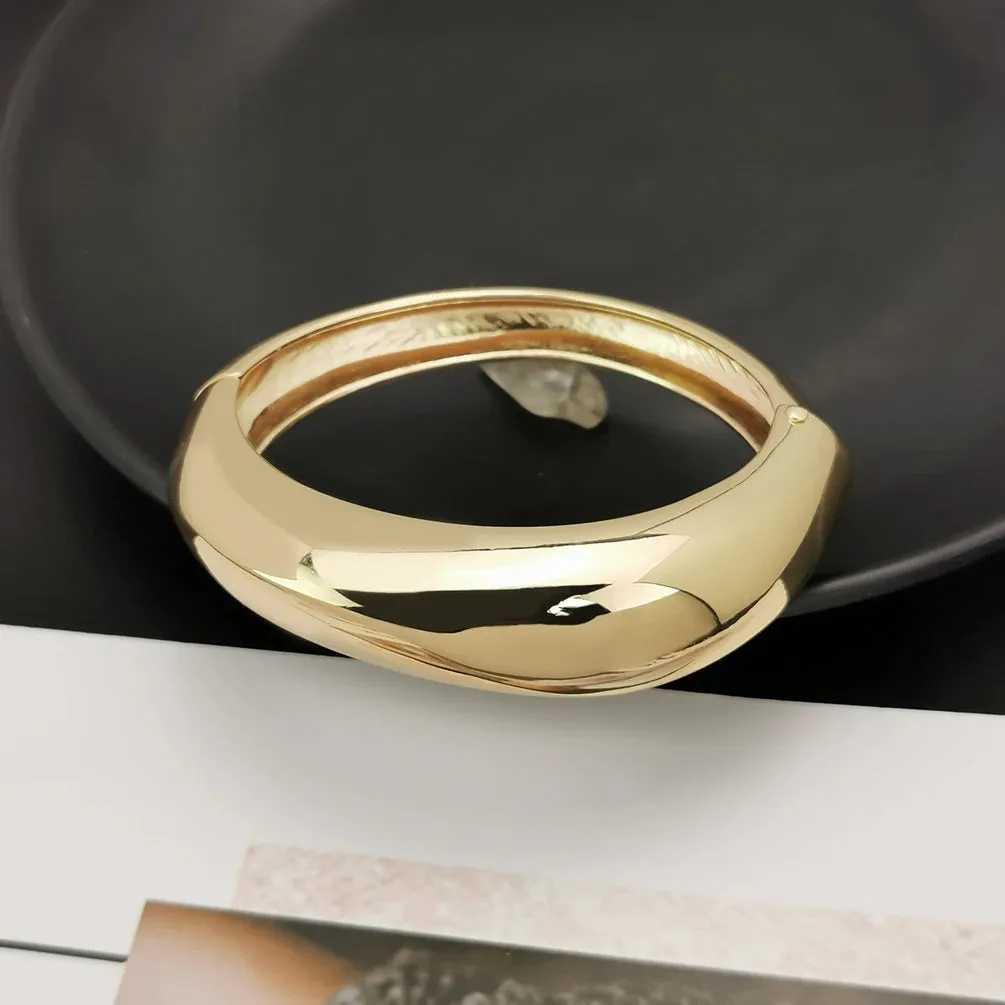 Alloy Statement Cuff Bracelet For Women Chunky Gold Bangle