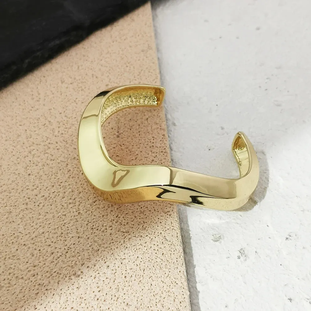 Alloy Statement Cuff Bracelet For Women Chunky Gold Bangle