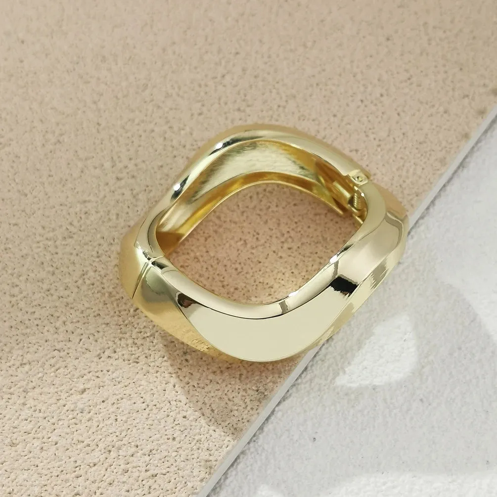 Alloy Statement Cuff Bracelet For Women Chunky Gold Bangle