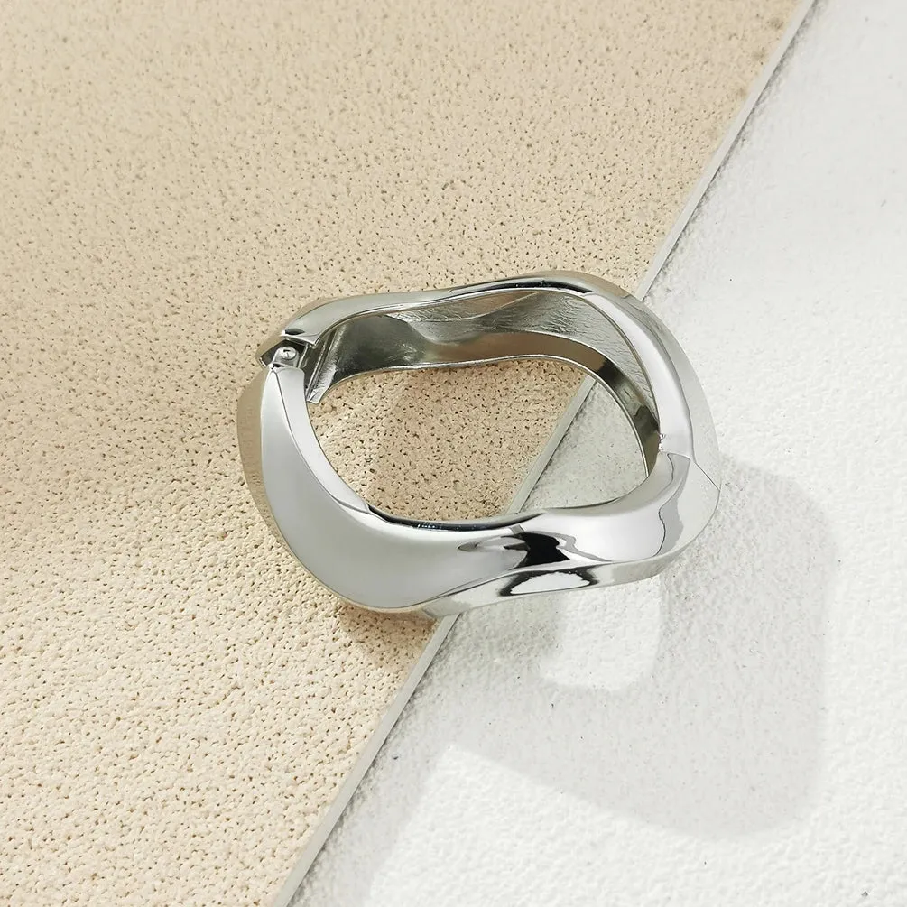 Alloy Statement Cuff Bracelet For Women Chunky Gold Bangle