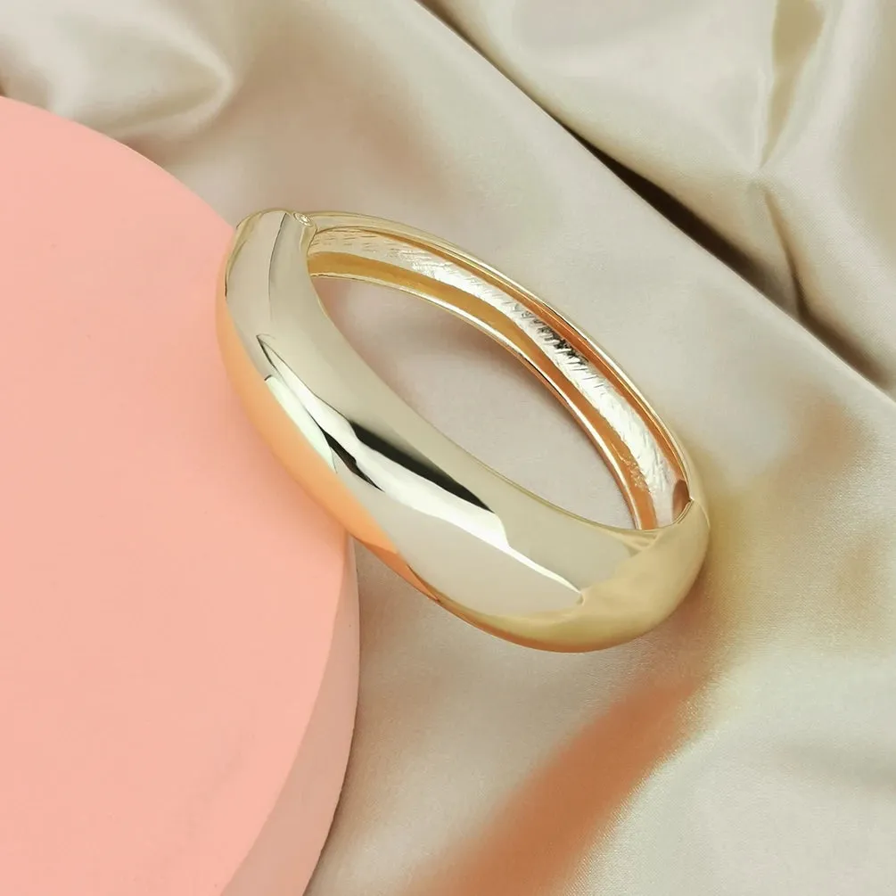 Alloy Statement Cuff Bracelet For Women Chunky Gold Bangle